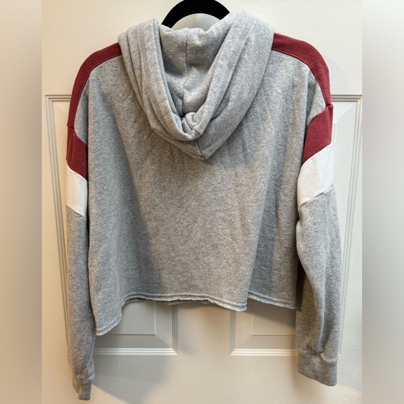 Y2K American Eagle Cropped Hoodie Sweatshirt Colorblock Oversized Soft Comfy 90s - Picture 8 of 11